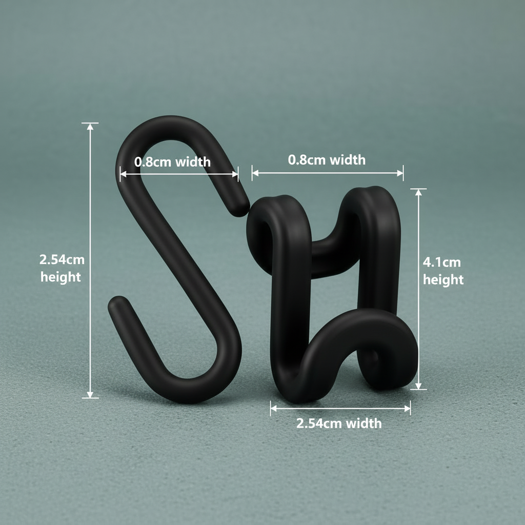 HangSmart Hanger Connector Hooks with centimetre dimensions on dusty teal grey background